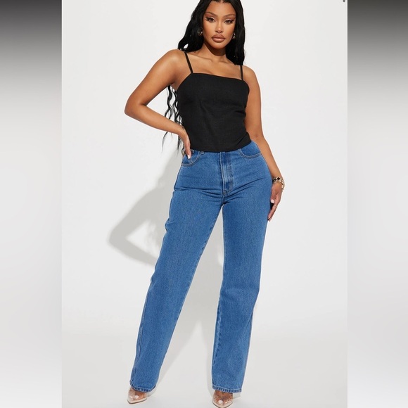 Fashion Nova Karren Linen Blend Black Cami Crop Top - Picture 2 of 9